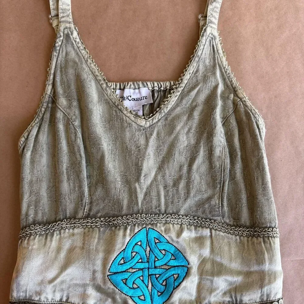CeltiCouture Sz S Celtic Knot Embroidered Asymetrical Forest Fairy Whimsigoth - Picture 3 of 8
